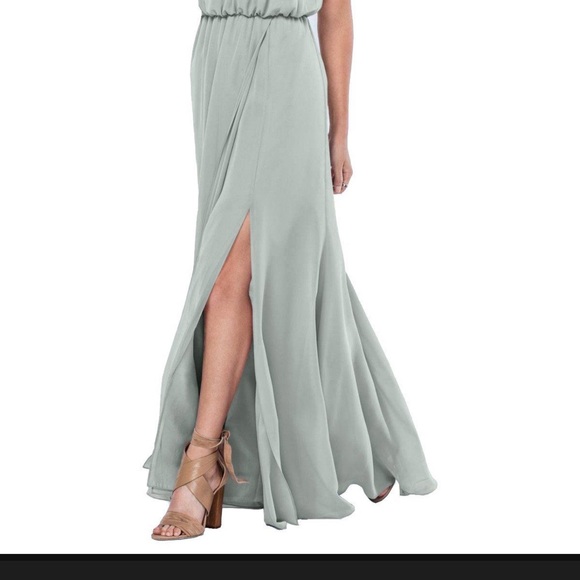 Style 307 stop bridesmaid dress in light green. - Picture 2 of 3